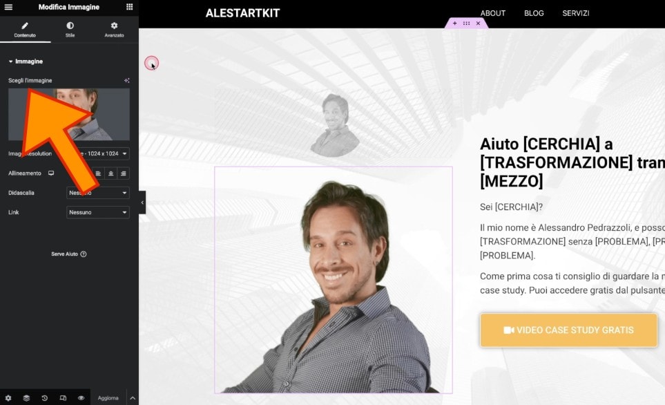 Modifica immagini Elementor