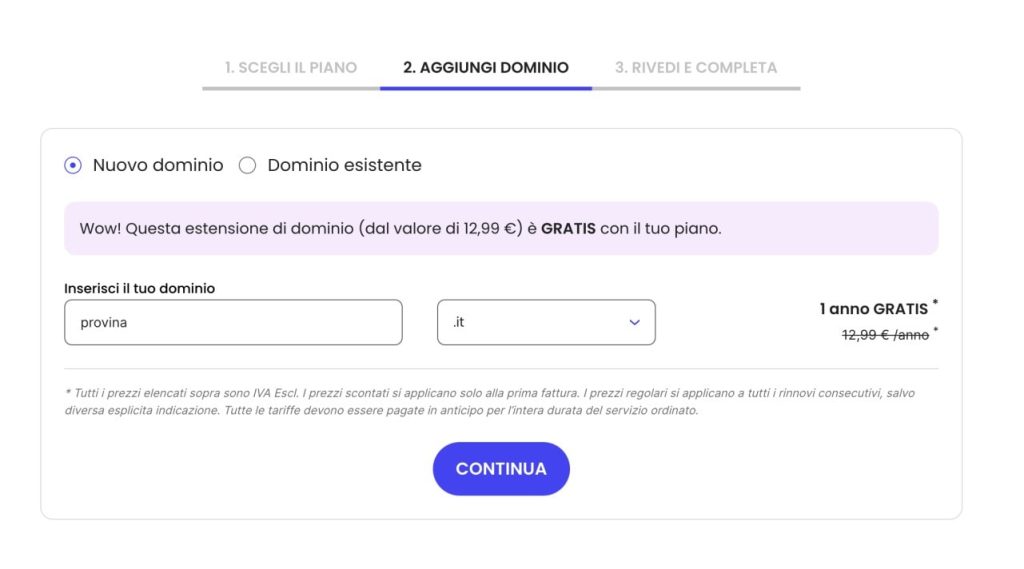 Aggiungi dominio SiteGround