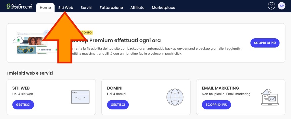 SiteGround siti web