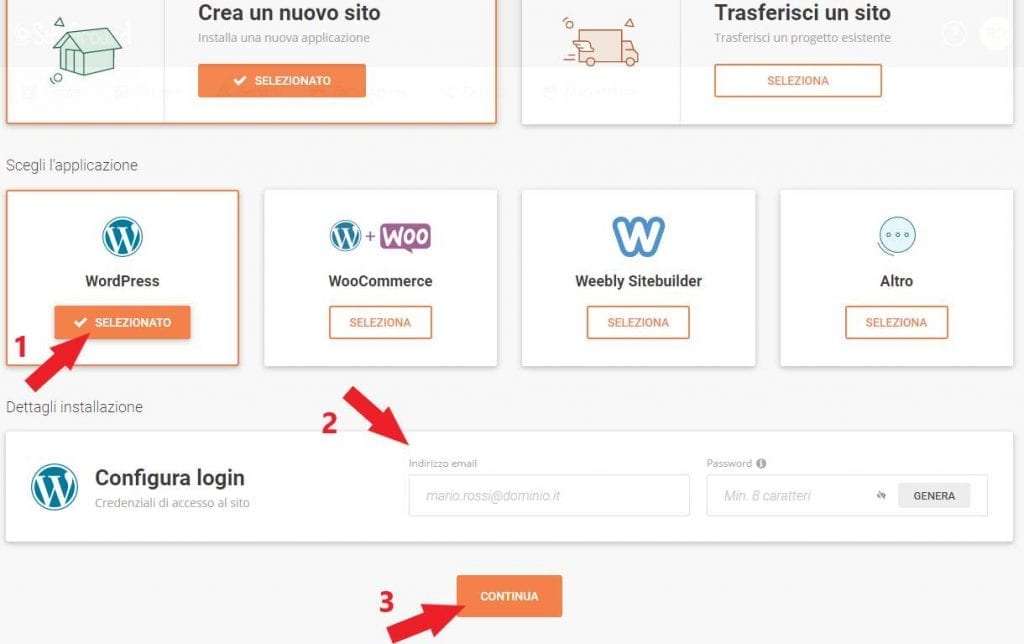 Accesso WordPress credenziali