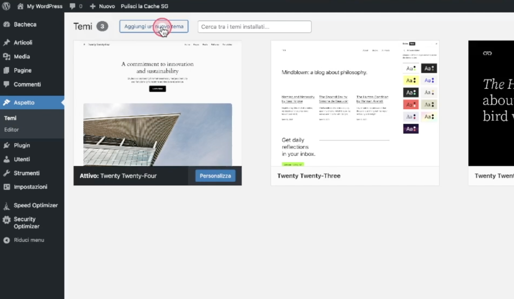 Temi WordPress: Aggiungi nuovo