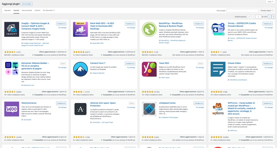 Plugin popolari WordPress