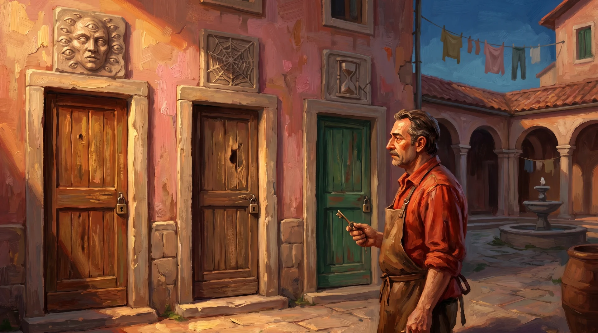 Affresco painterly: artigiano italiano contemporaneo davanti a tre porte (i 3 errori più comuni che chiudono il sistema)