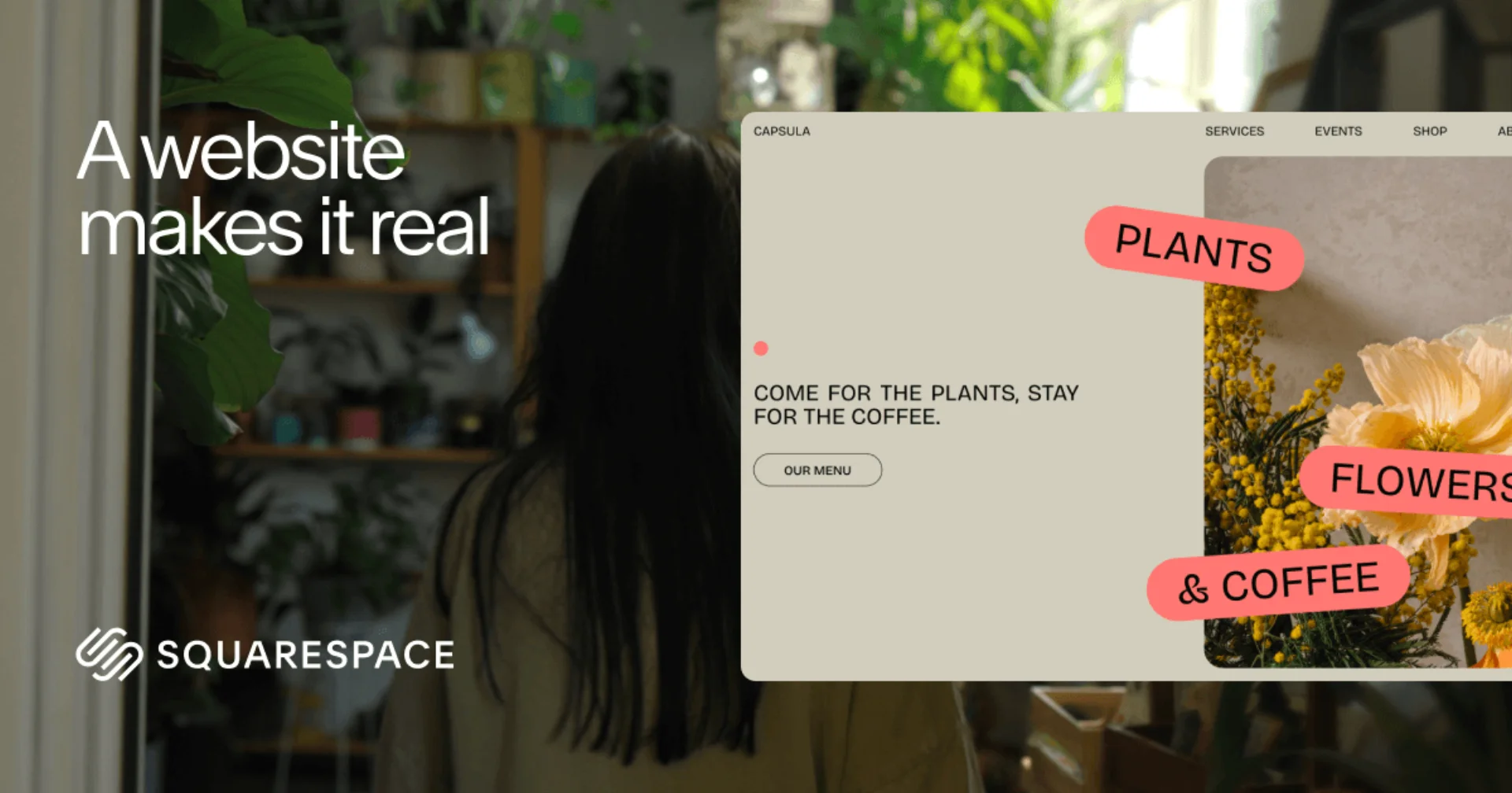 Screenshot Squarespace: template di design elegante per portfolio e siti creativi