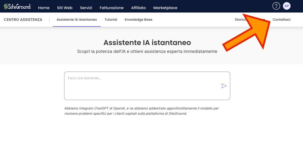contattare assistenza siteground